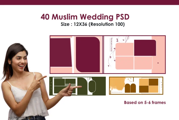 40 Sheet 12X36 Full Muslim Wedding PSD Pack